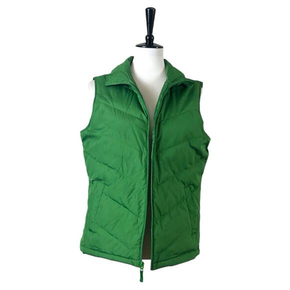 Lands’ End Vest Puffer Down Feather Filled Zip Front Green Women’s Size Medium - Picture 1 of 13
